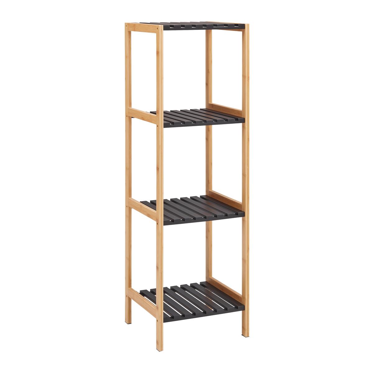 Regál ELSA bambus/čierna - čierna/prírodná farba, Modern, kompozitné drevo/prírodné materiály (34/110/33cm) - Mömax