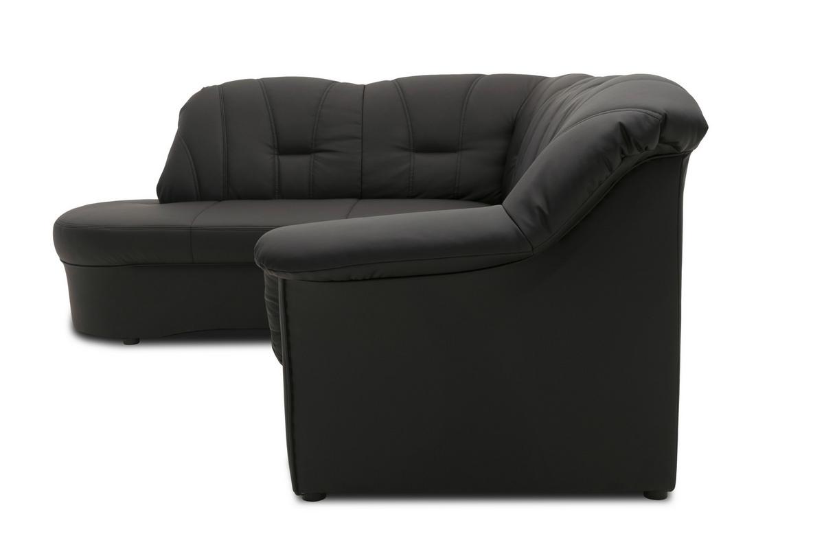 Ecksofa Mit Bettfunktion Papenburg Schwarz Lederlook - Schwarz, KONVENTIONELL, Textil (180/243cm) - MID.YOU
