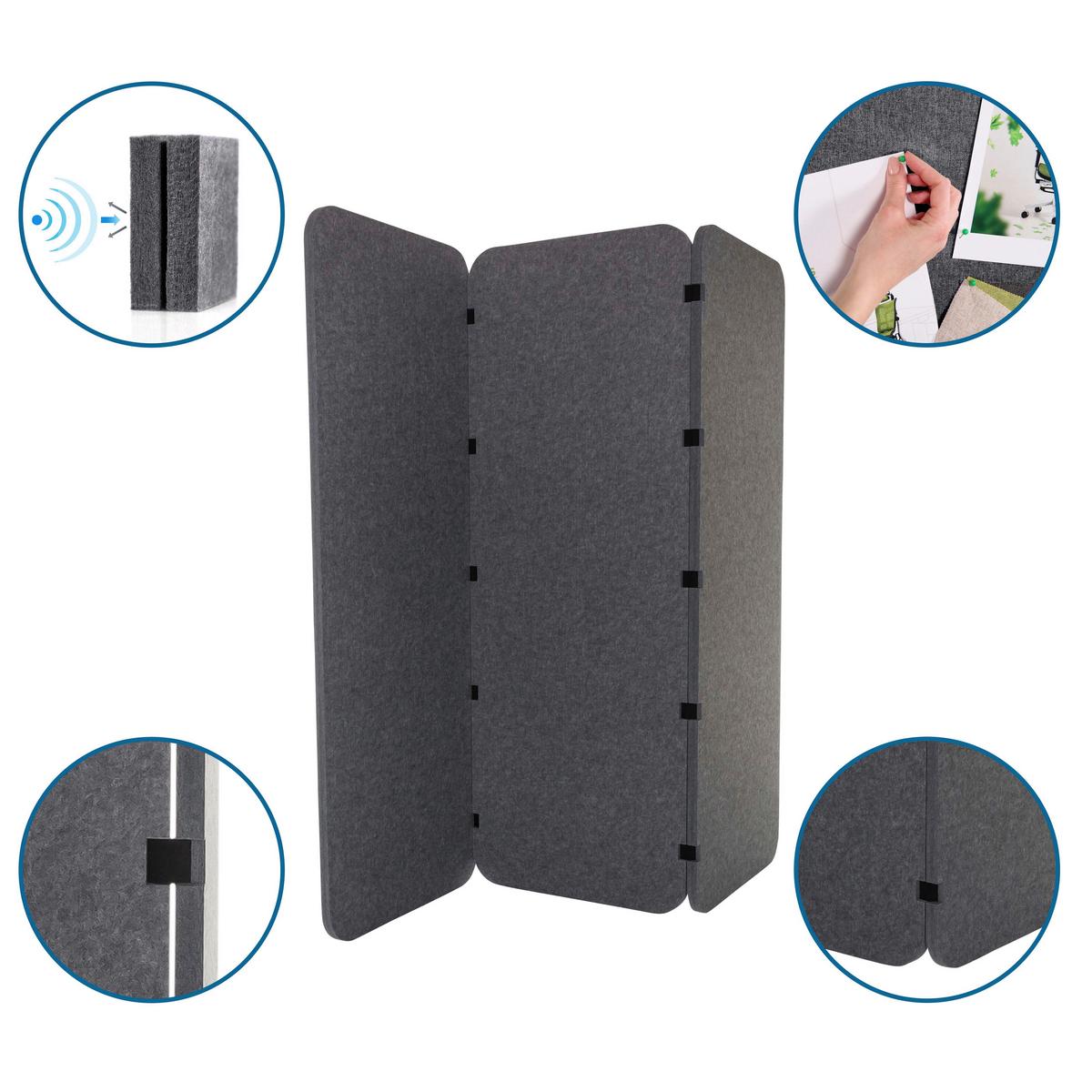 Trennwand Flexmiut El - Grau, Basics, Kunststoff/Textil (180/160/2,5cm) - MID.YOU