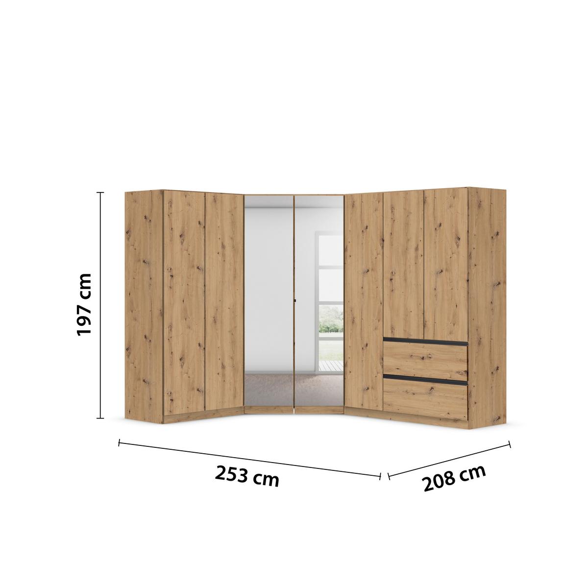 Eckkleiderschrank Costa Eiche Artisan Dekor - Eiche Artisan, MODERN, Holzwerkstoff (208/197/253cm) - Rauch Möbel