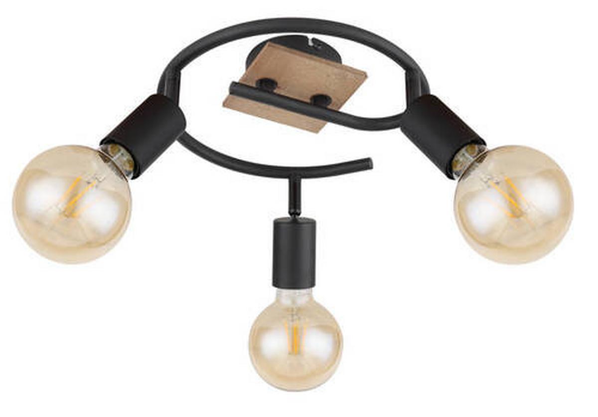Strahler 54008-3h - Schwarz/Braun, Basics, Holz/Metall (25/14cm) - Globo