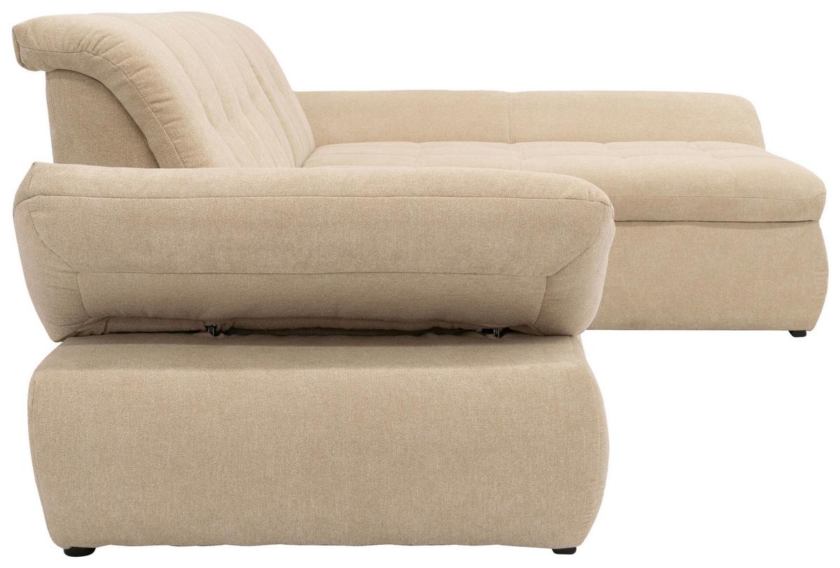 Ecksofa mit Schlaffunktion Moric Beige Mikrofaser - Chromfarben/Beige, KONVENTIONELL, Textil (300/172cm) - MID.YOU