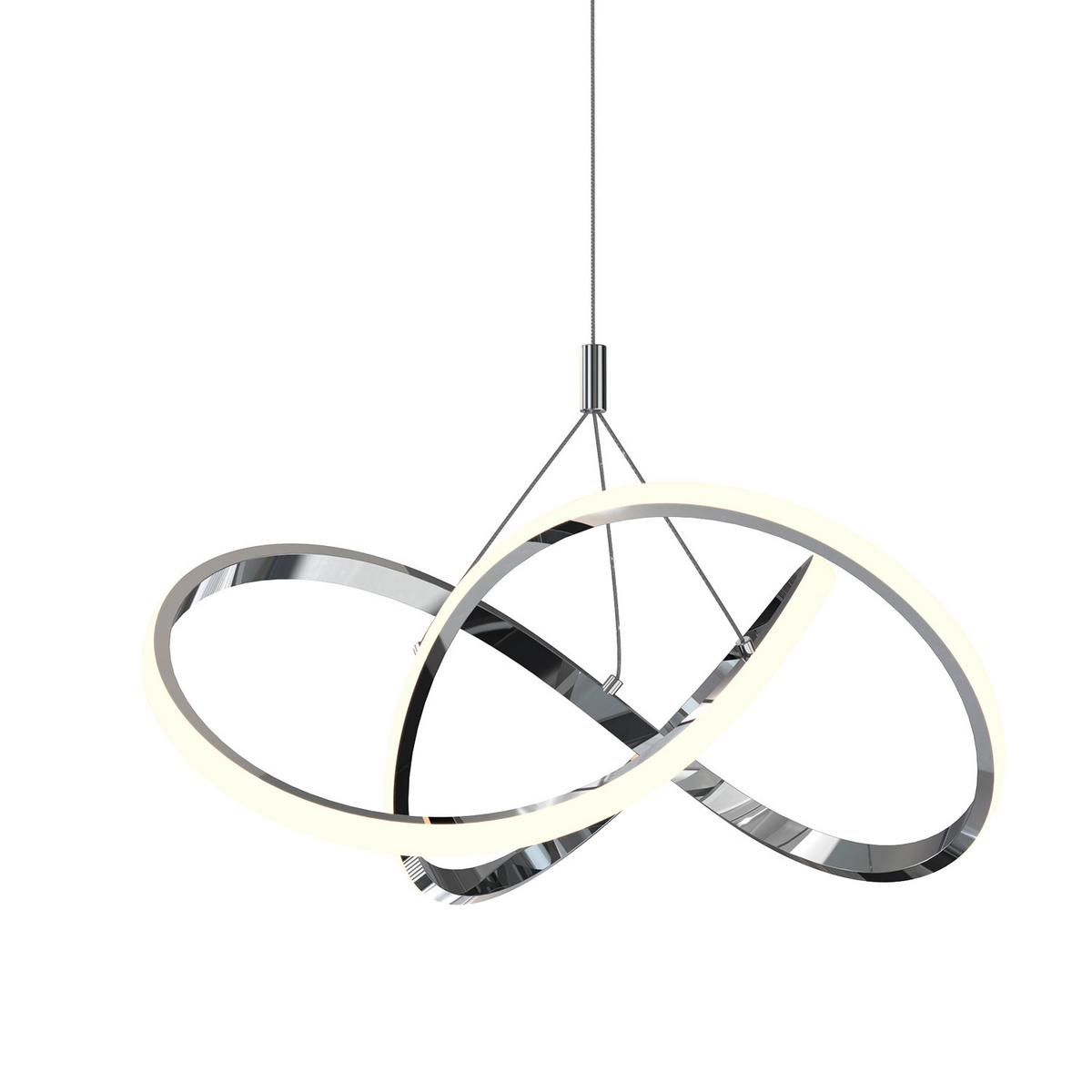 LED-Hängeleuchte Loop Klar Chromfarben L: 50 cm - Klar/Chromfarben, Design, Glas/Metall (50/50/150cm)