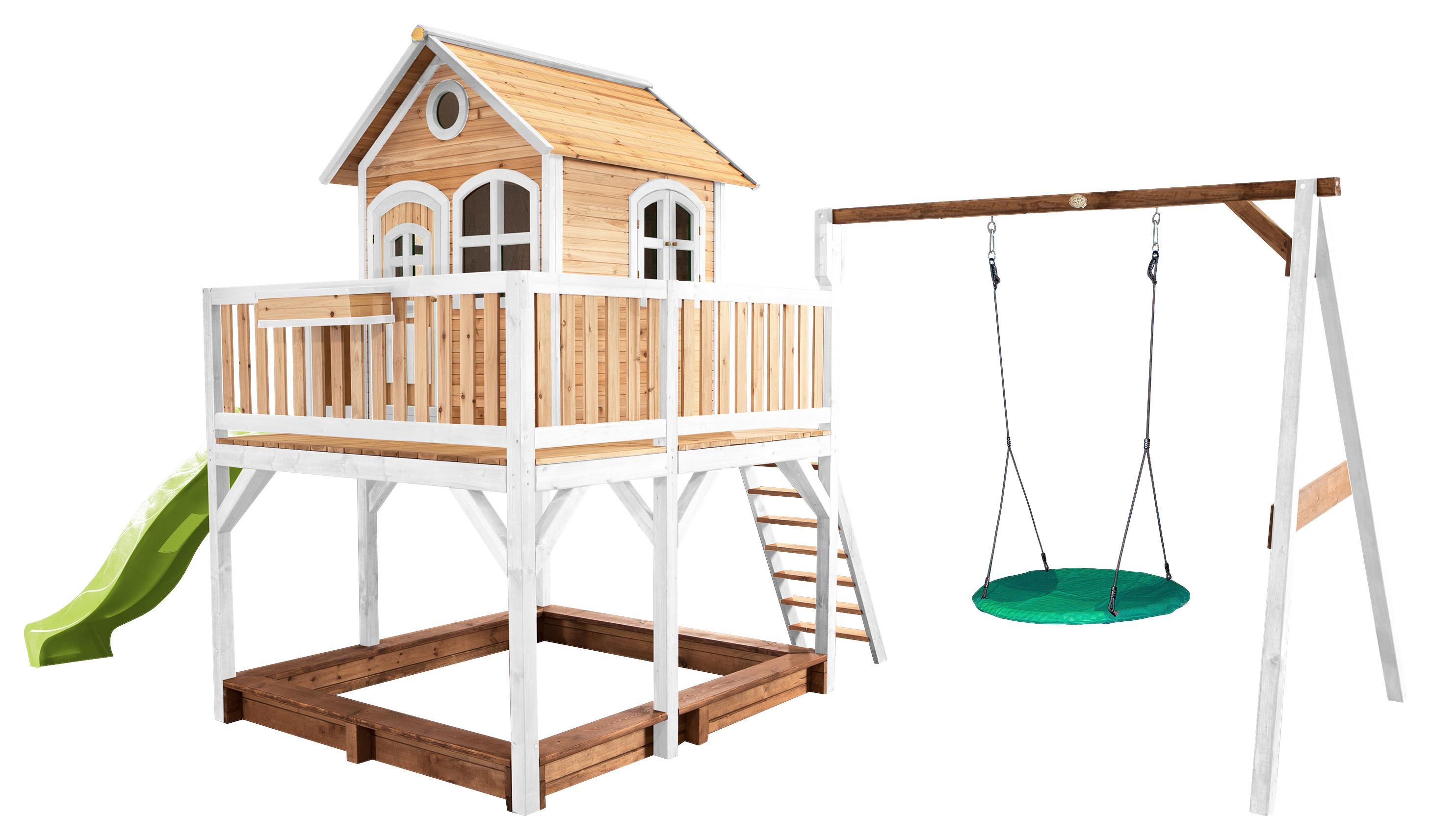 Spielturm A030.154.11 - Braun/Weiß, KONVENTIONELL, Holz (613/291/277cm) - Ambia Garden