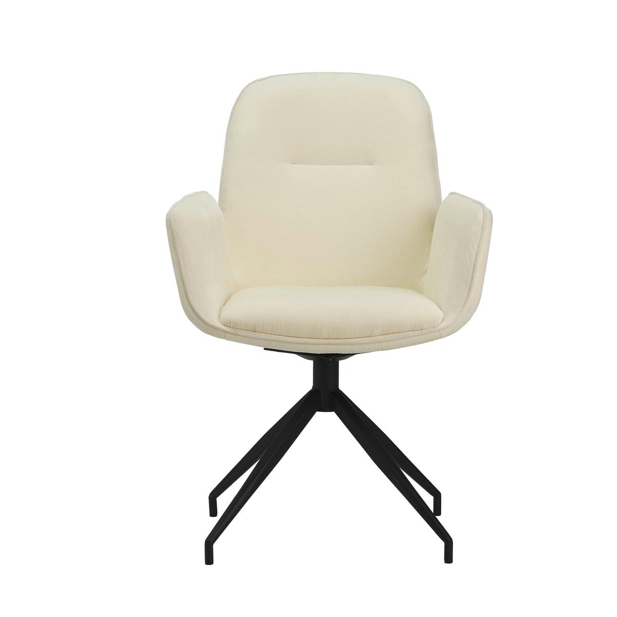 Armlehnstuhl Creme, Weiß, Beige, B: 61 Cm - Beige/Creme, MODERN, Textil/Metall (61/89/62cm) - MID.YOU