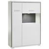 Highboard B: 94 cm Trento Grau/Silberfarben/Weiß - Weiß Hochglanz/Silberfarben, Design, Glas/Holzwerkstoff (94/137/38cm) - Livetastic