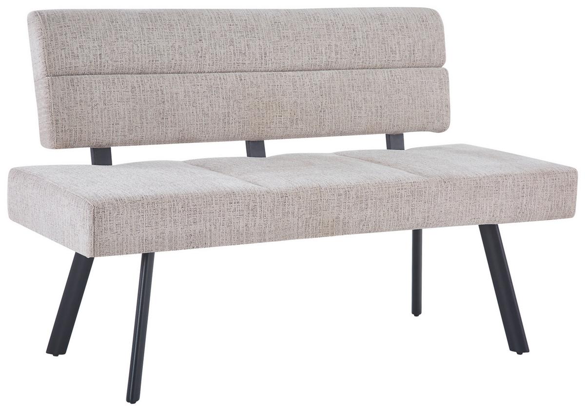 Sitzbank Paros mit Lehne Beige, B: 140 cm - Beige/Schwarz, KONVENTIONELL, Textil/Metall (140/88/62cm) - MID.YOU