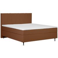 Boxspringbett Wels Terracotta 140x200 cm inkl. Topper - Terracotta/Schwarz, MODERN, Textil (140/200cm) - MID.YOU