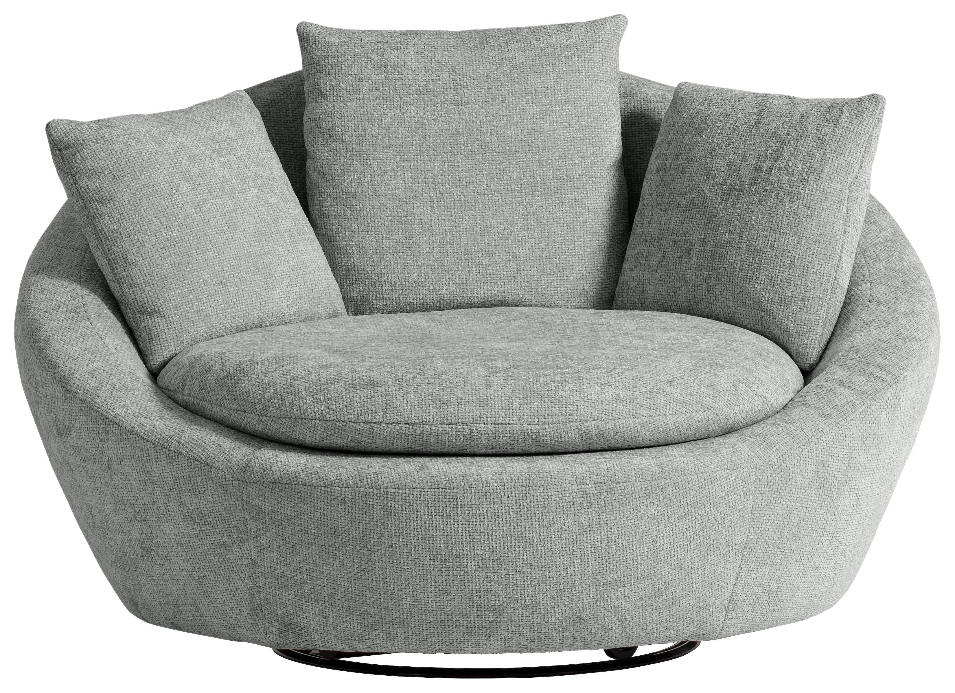 SESSEL MAUI - Silberfarben/Schwarz, MODERN, Textil (130/80/112cm) - Trendmanufaktur