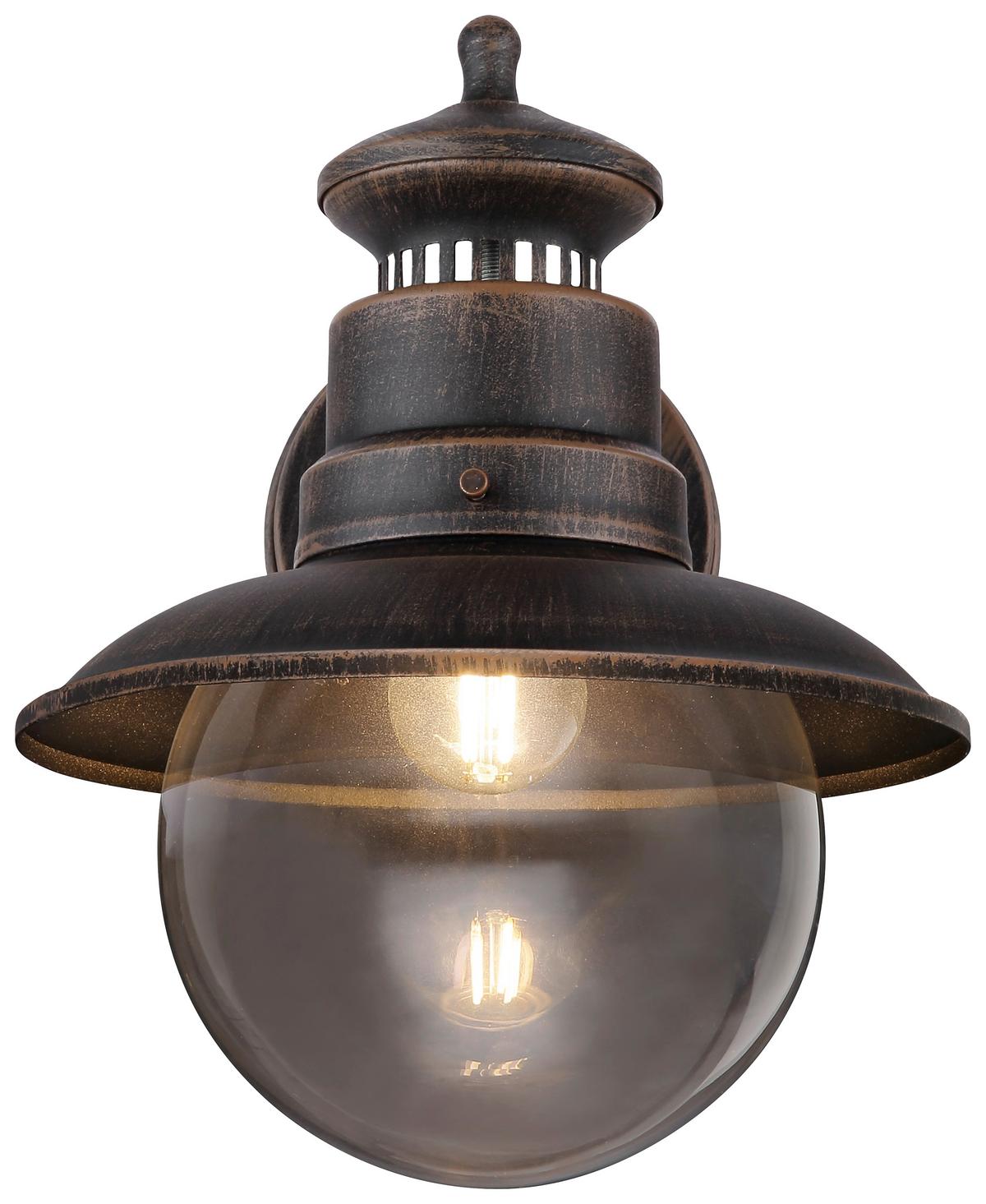 Außenleuchte 3272r 60 Watt Stahl/Glas, Wandmontage - Klar/Rostfarben, MODERN, Glas/Metall (21,5/24,7/27cm)