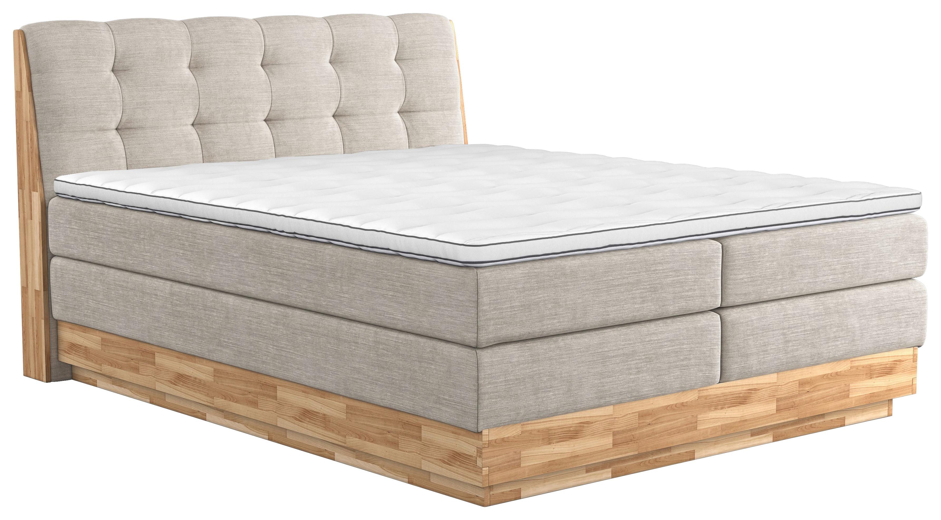 Boxspringbett Boxspring Bed Melissa - Creme/Schwarz, Natur, Textil (160/200cm)