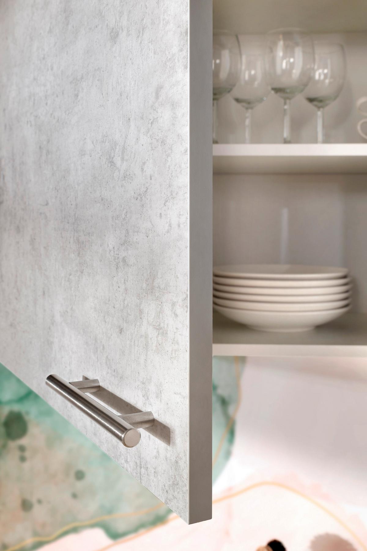 Küchenblock Malia B: 250 cm Grau, mit Geräte - Weiß/Grau, Basics, Holzwerkstoff (250cm) - Respekta
