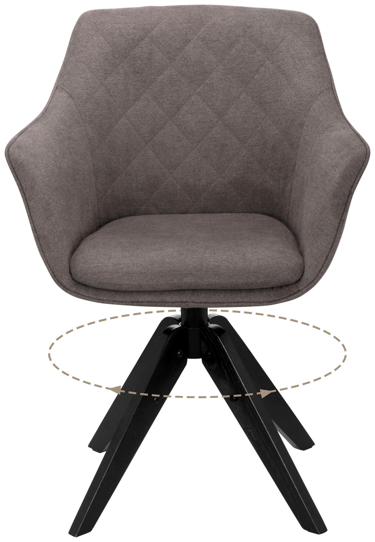 Armlehnstuhl Bellini Grau/schwarz Gepolstert - Schwarz/Grau, MODERN, Holz/Textil (60/88/57,5cm) - MID.YOU