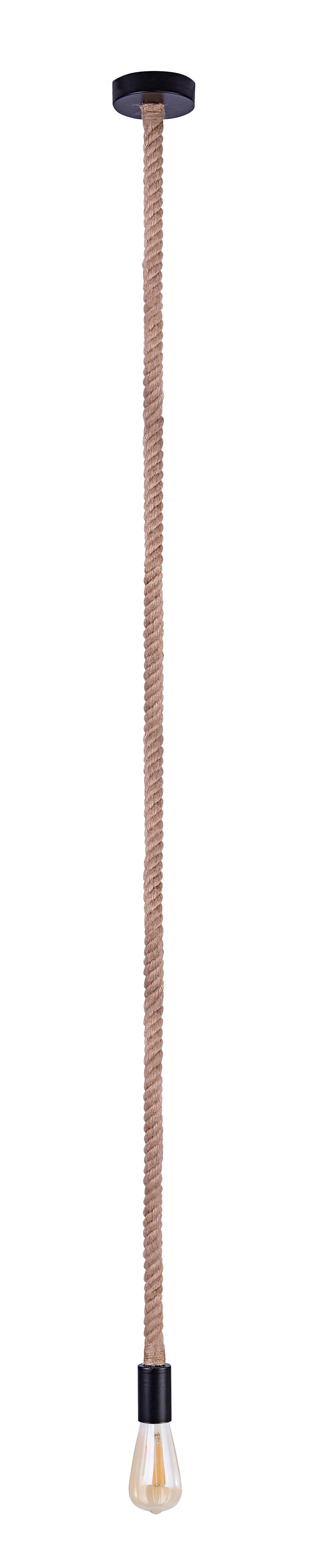 Hängeleuchte 69029h - Schwarz/Braun, Natur, Naturmaterialien/Metall (6/166cm) - Globo