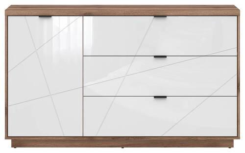 Sideboard Forn Chest Of Drawers - Eichefarben/Weiß Hochglanz, Design, Holzwerkstoff (156/93/42,5cm)