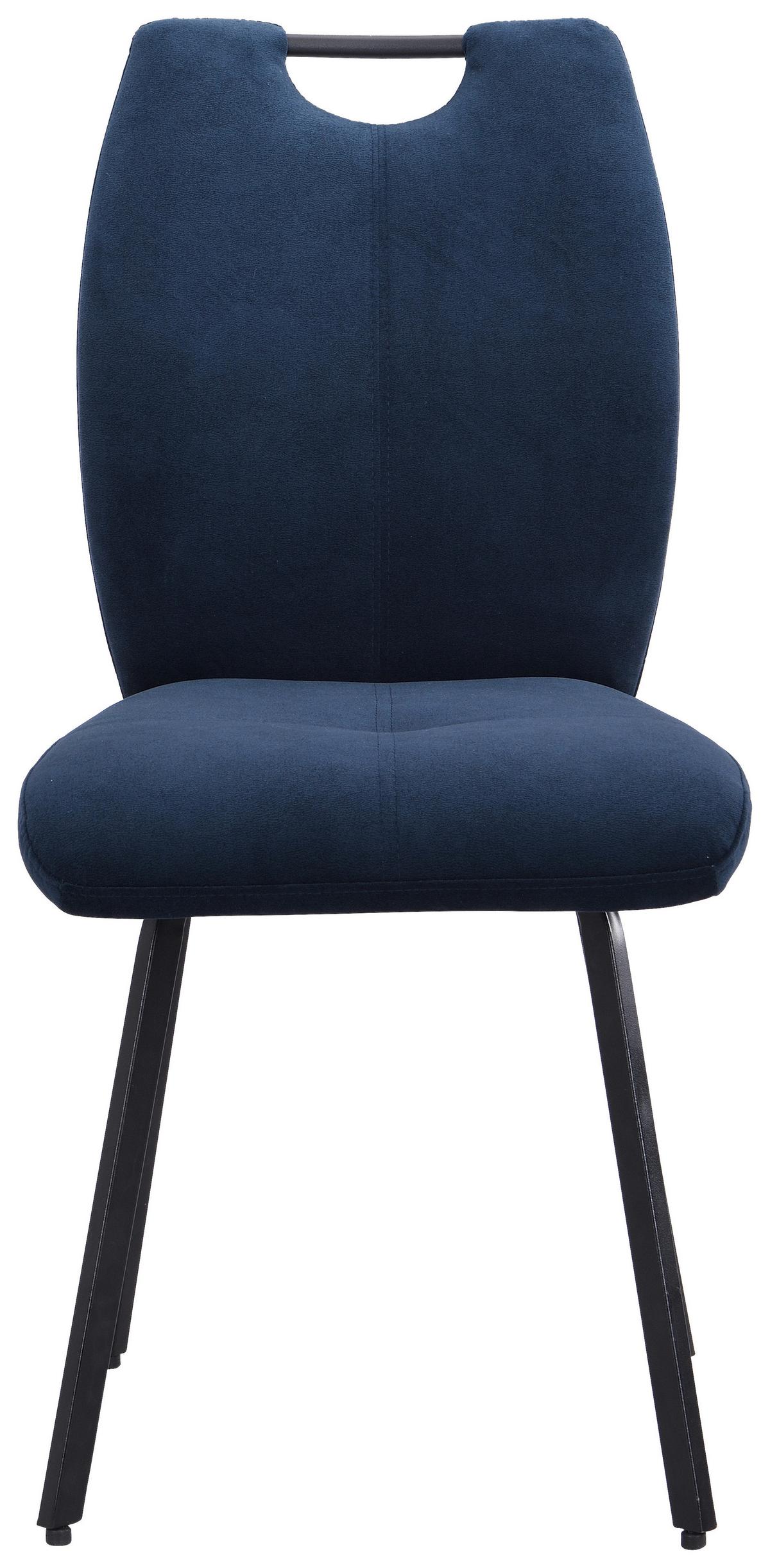 Polsterstuhl Ronny Blau - Schwarz/Dunkelblau, KONVENTIONELL, Textil/Metall (44/93/59cm)