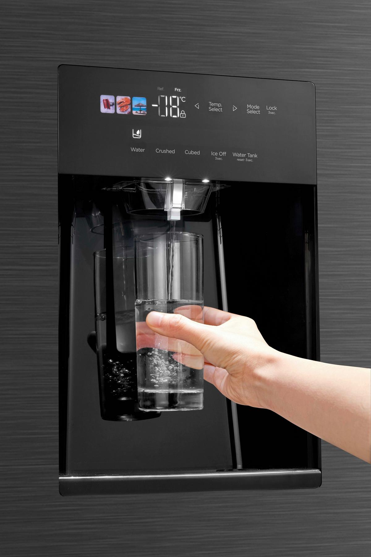 Side-By Side 376 Liter - Schwarz, Basics, Kunststoff/Metall (91cm) - Midea