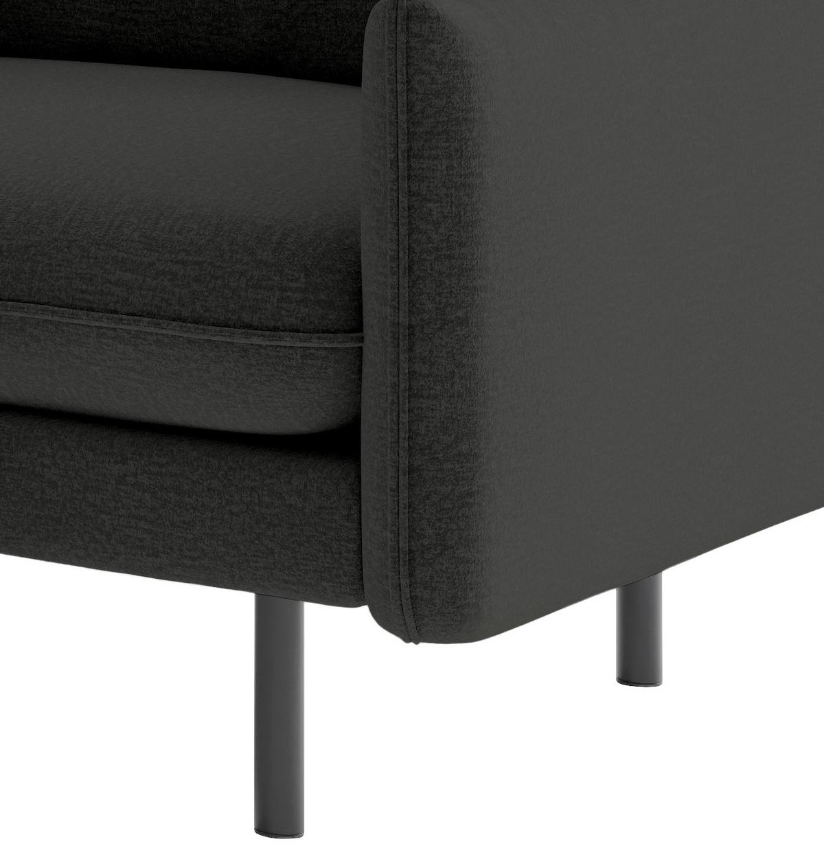 Sitzgarnitur Samos Dunkelgrau B: 215 cm - Dunkelgrau/Schwarz, Design, Textil (215/85/92cm) - Livetastic