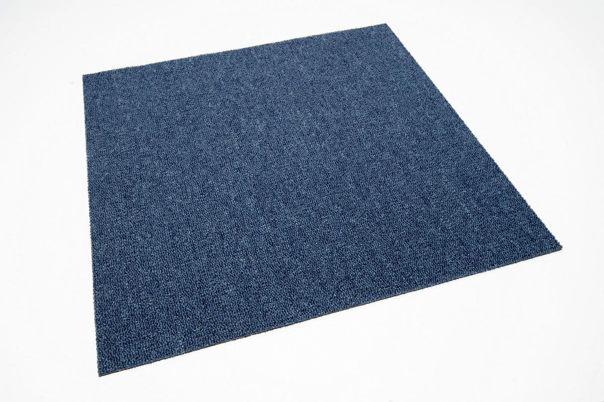 Teppichfliese Dunkelblau Astra 50x50 cm Florhöhe 3 mm - Dunkelblau, Basics, Textil (50/50cm)