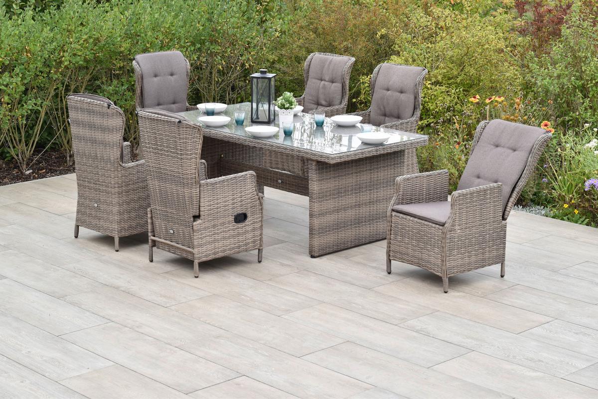Gartenset Riviera - Naturfarben/Grau, MODERN, Kunststoff/Textil - Gardenson