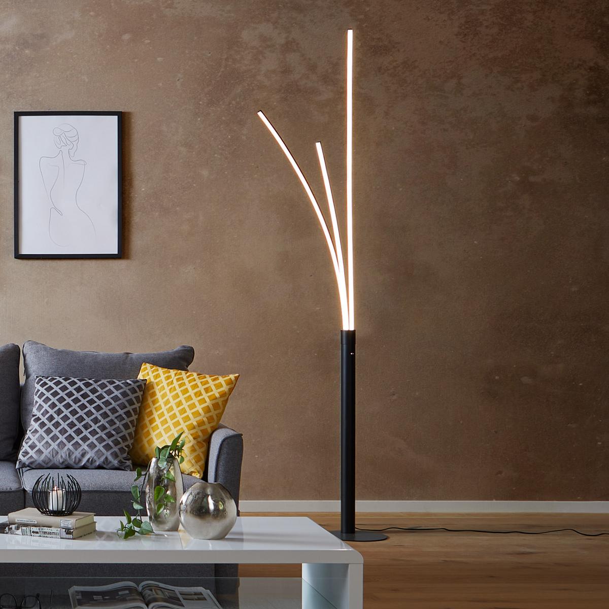 Led Állólámpa Brandon - fekete, Modern, műanyag/fém (28/210cm) - Luca Bessoni