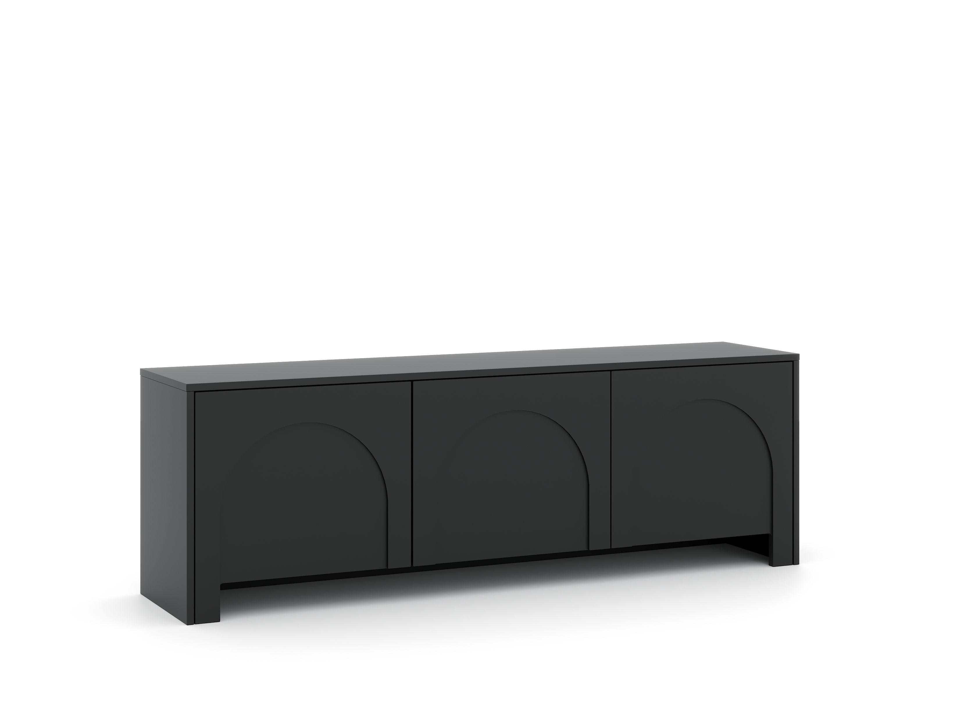 Čierna komoda, bezúchytkové otváranie, š: 150 cm - čierna, Design, kompozitné drevo (150/49/35cm)