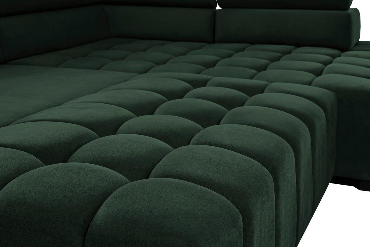Eckschlafsofa Elias Neu Grün S: 307 cm - Schwarz/Grün, Design, Textil (307/201cm) - Livetastic