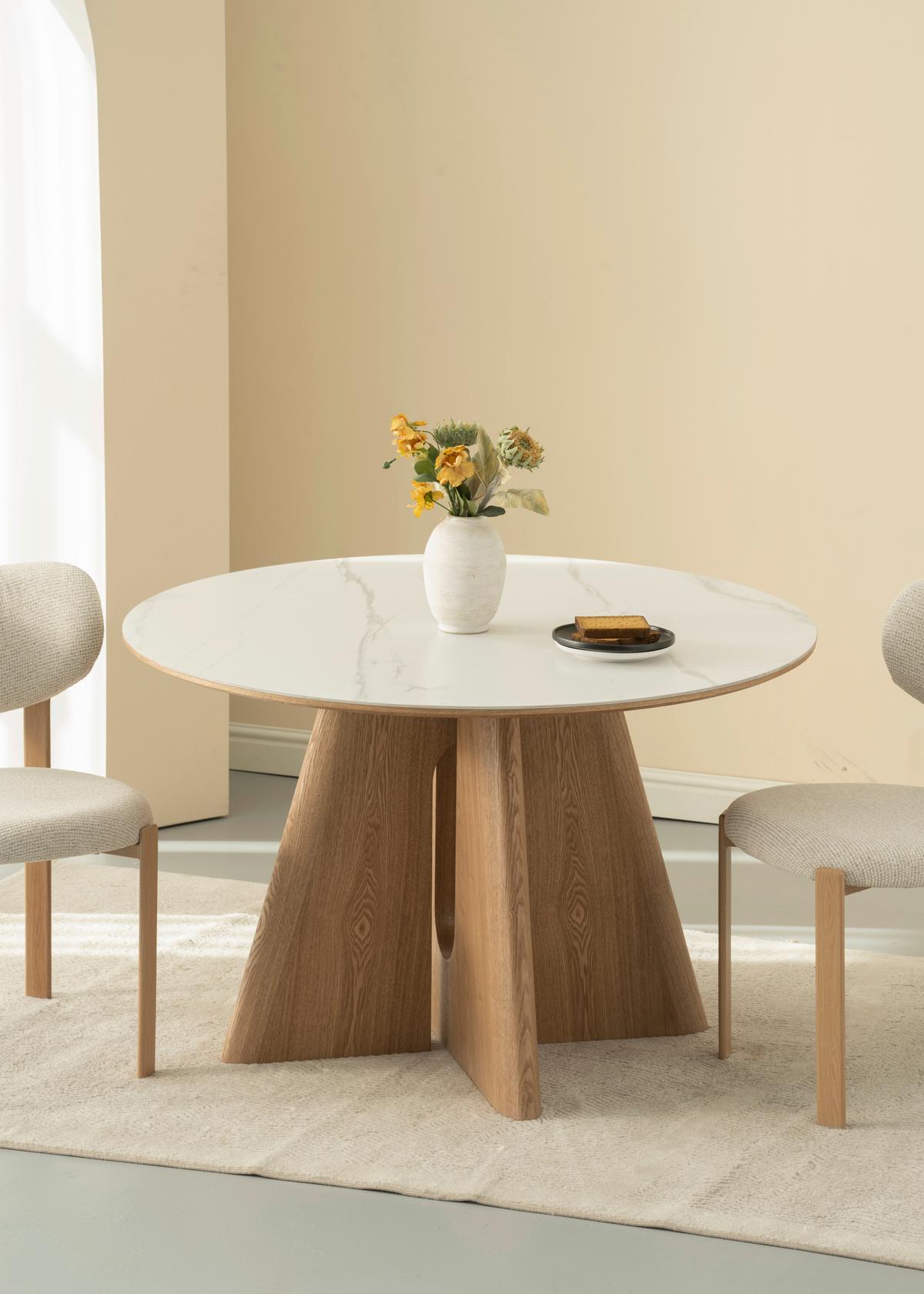 Esstisch Otis Weiß/Eichefarben D: 120 cm - Eichefarben/Weiß, MODERN, Holz/Holzwerkstoff (120/120/75cm) - Livetastic