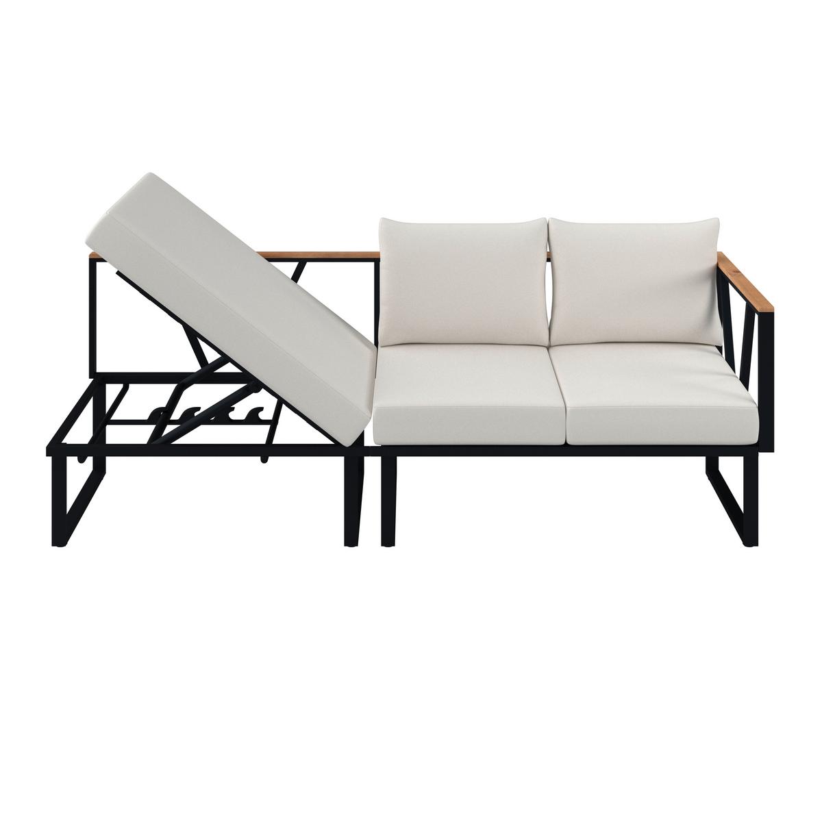 TERASOVÁ SEDACIA SÚPRAVA LORETTA - čierna/farba akácie, Modern, kov/drevo (80/75/80cm) - Bessagi Garden
