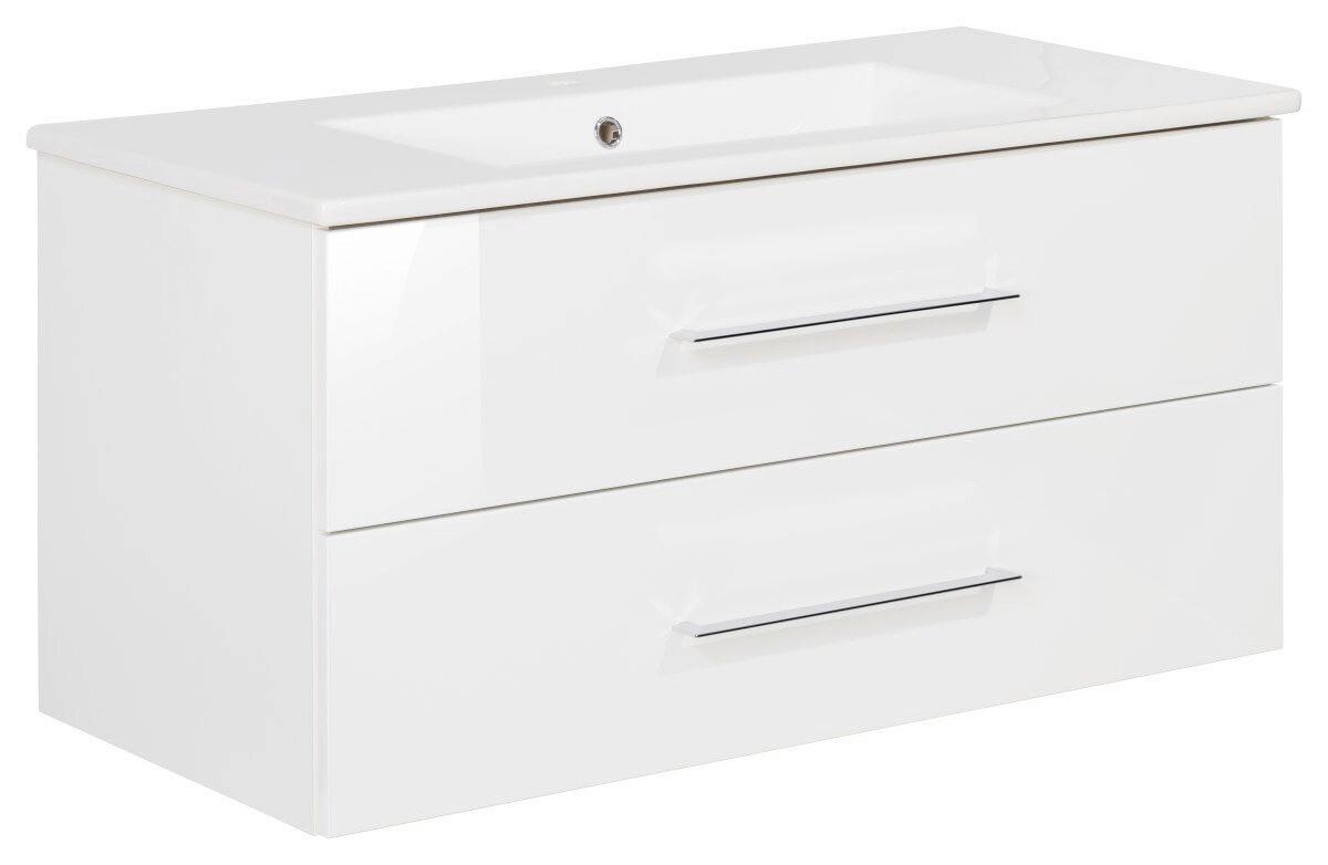 Badezimmer B.Perfekt Weiß 3-Teilig - Weiß Hochglanz/Weiß, Basics, Keramik/Holzwerkstoff (103cm) - MID.YOU