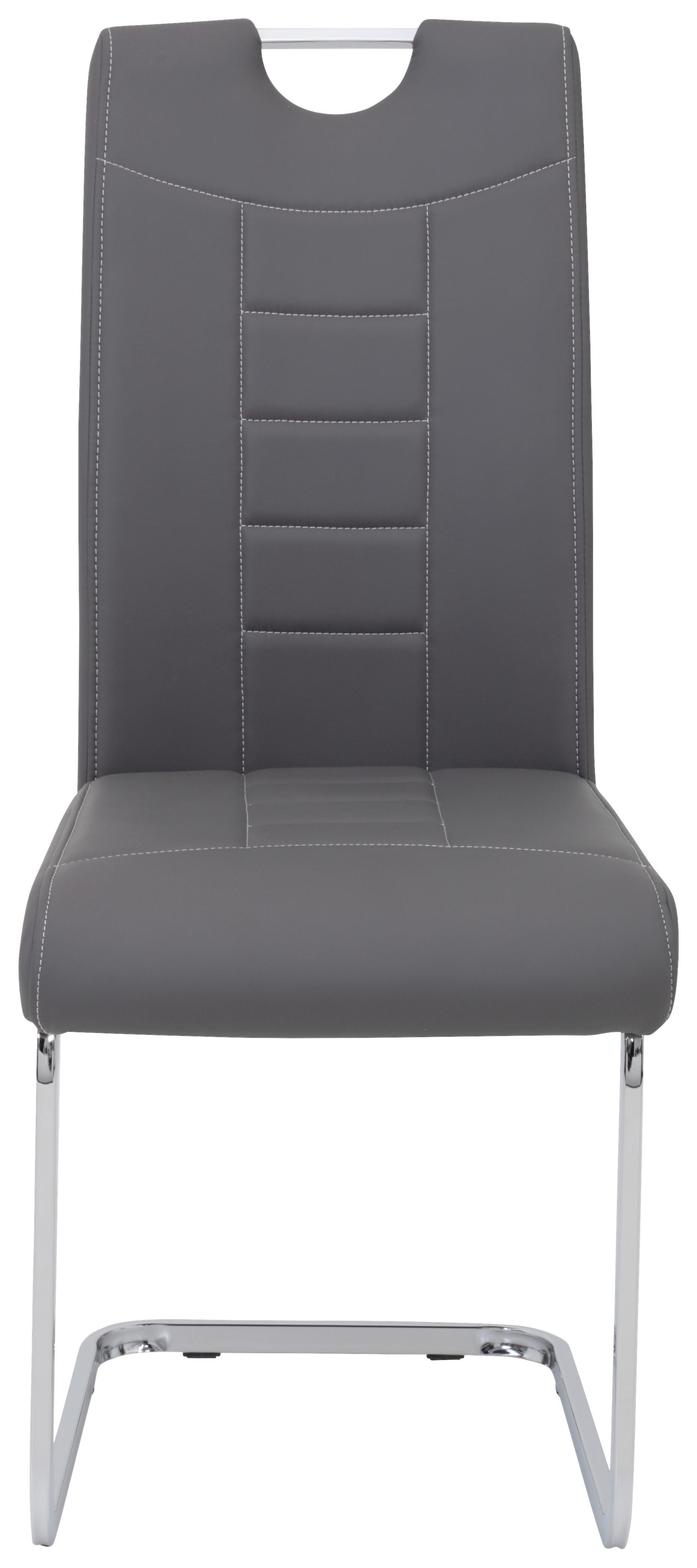 Schwingstuhl Ruby S Grau Gepolstert 4er-Set - Chromfarben/Weiß, MODERN, Textil/Metall (44/104/57,5cm) - MID.YOU