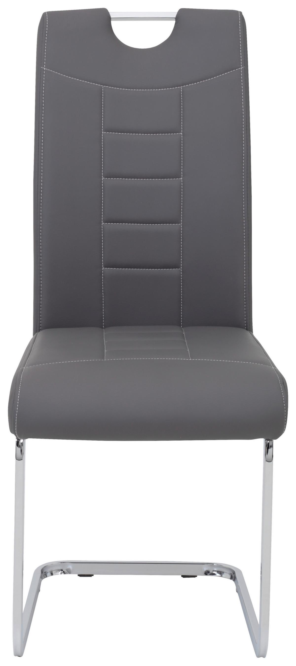 Schwingstuhl Ruby S Grau Gepolstert 4er-Set - Chromfarben/Weiß, MODERN, Textil/Metall (44/104/57,5cm) - MID.YOU