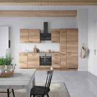 Kuchynská linka 300 cm, dekor dub Havanna - černá/tmavý dub, Moderní, kov/kompozitní dřevo (300cm) - Nobilia