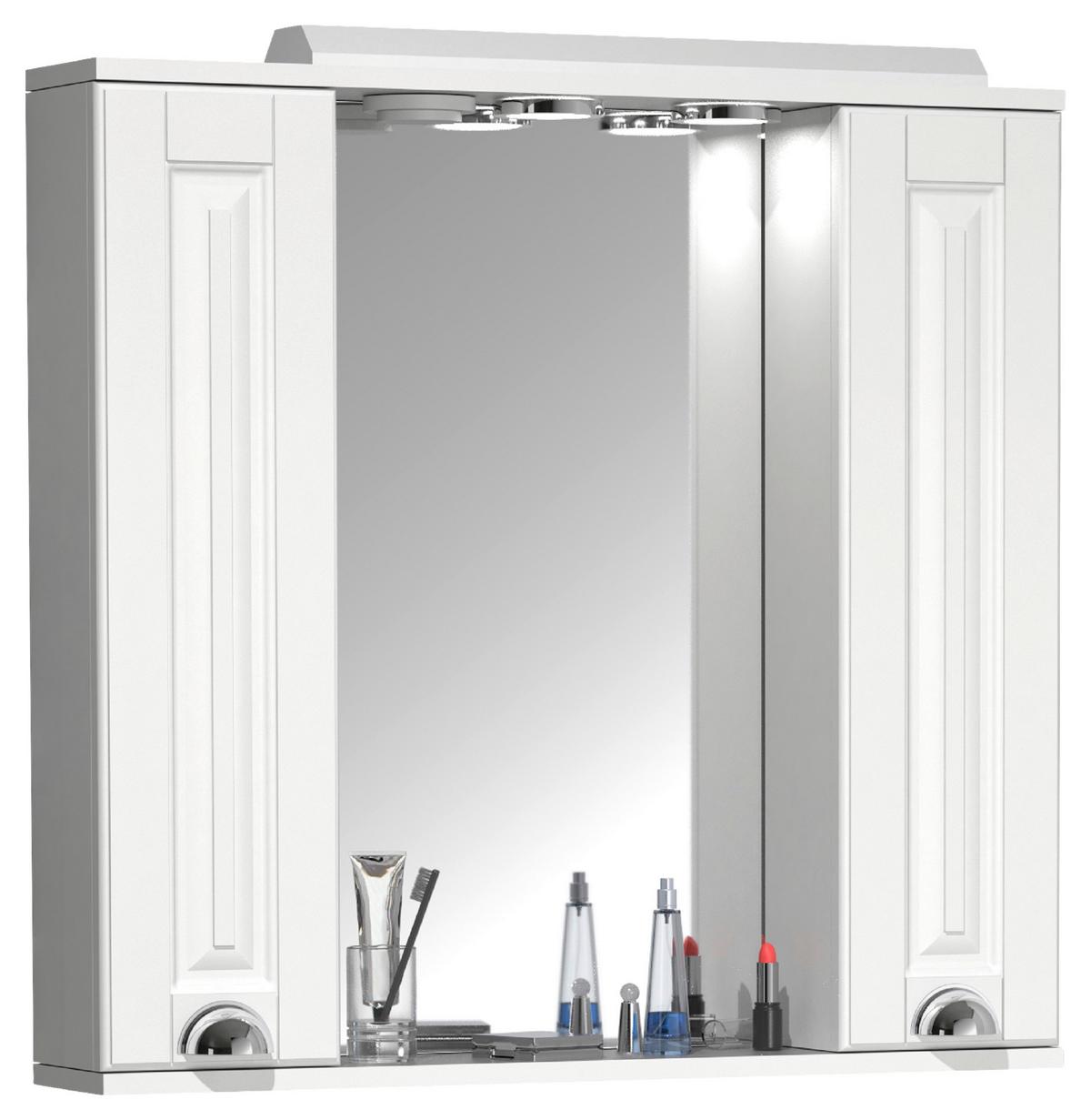 Spiegelschrank Casalo Xl 2-Türig Bxhxt:75x71x14 Cm - Weiß, MODERN, Glas/Holzwerkstoff (75/71/14cm) - MID.YOU
