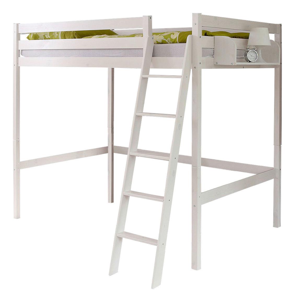 Hochbett Matthias Weiß Kiefer massiv 140 cm, m. Leiter