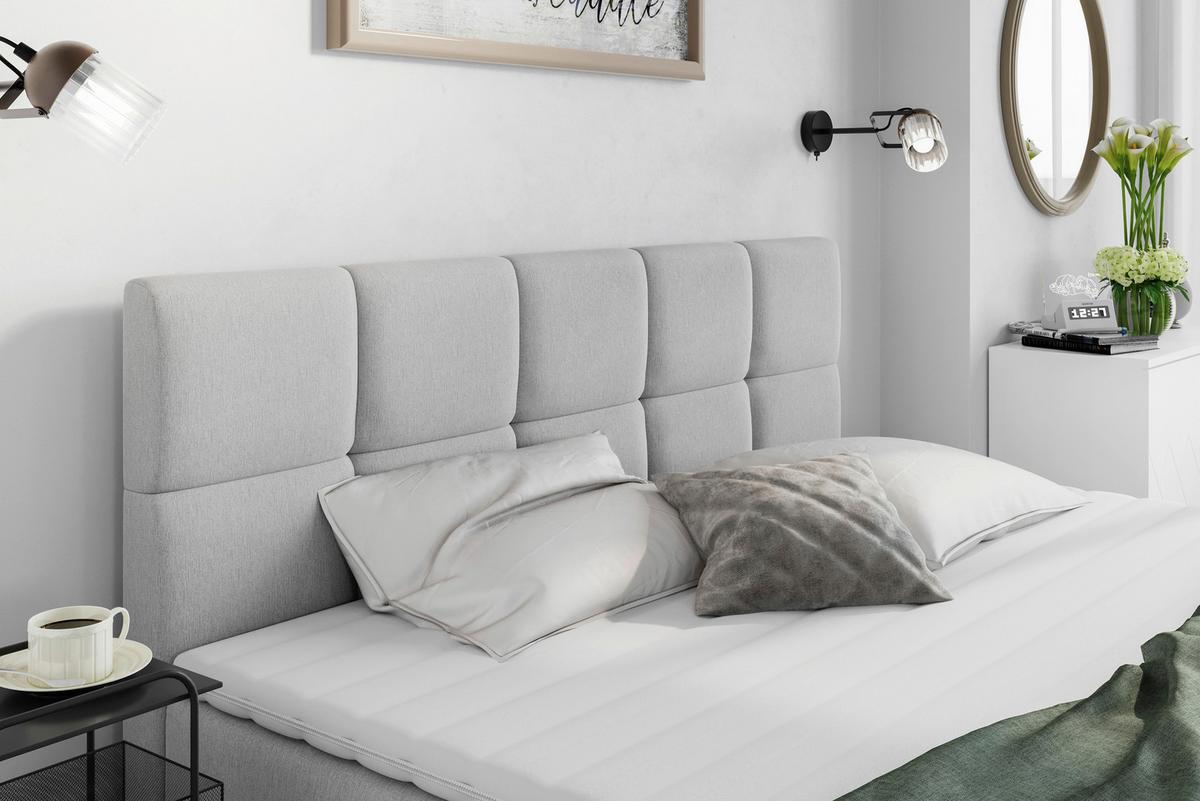 Boxbett Mit Topper 160x200 Lorie - Hellgrau/Schwarz, LIFESTYLE, Holz/Holzwerkstoff (160/200cm) - Livetastic