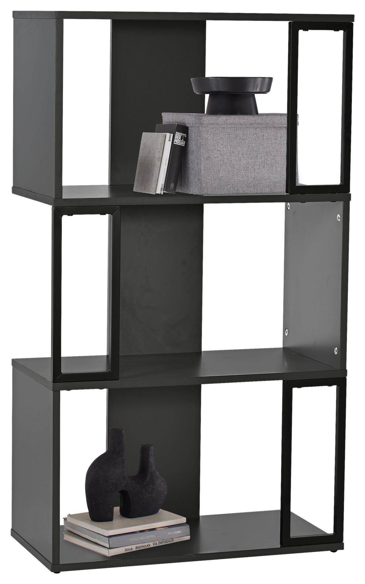 Regál MARBELLA, antracit/čierna - čierna, Modern, kov/kompozitné drevo (60/106/30cm) - Mömax