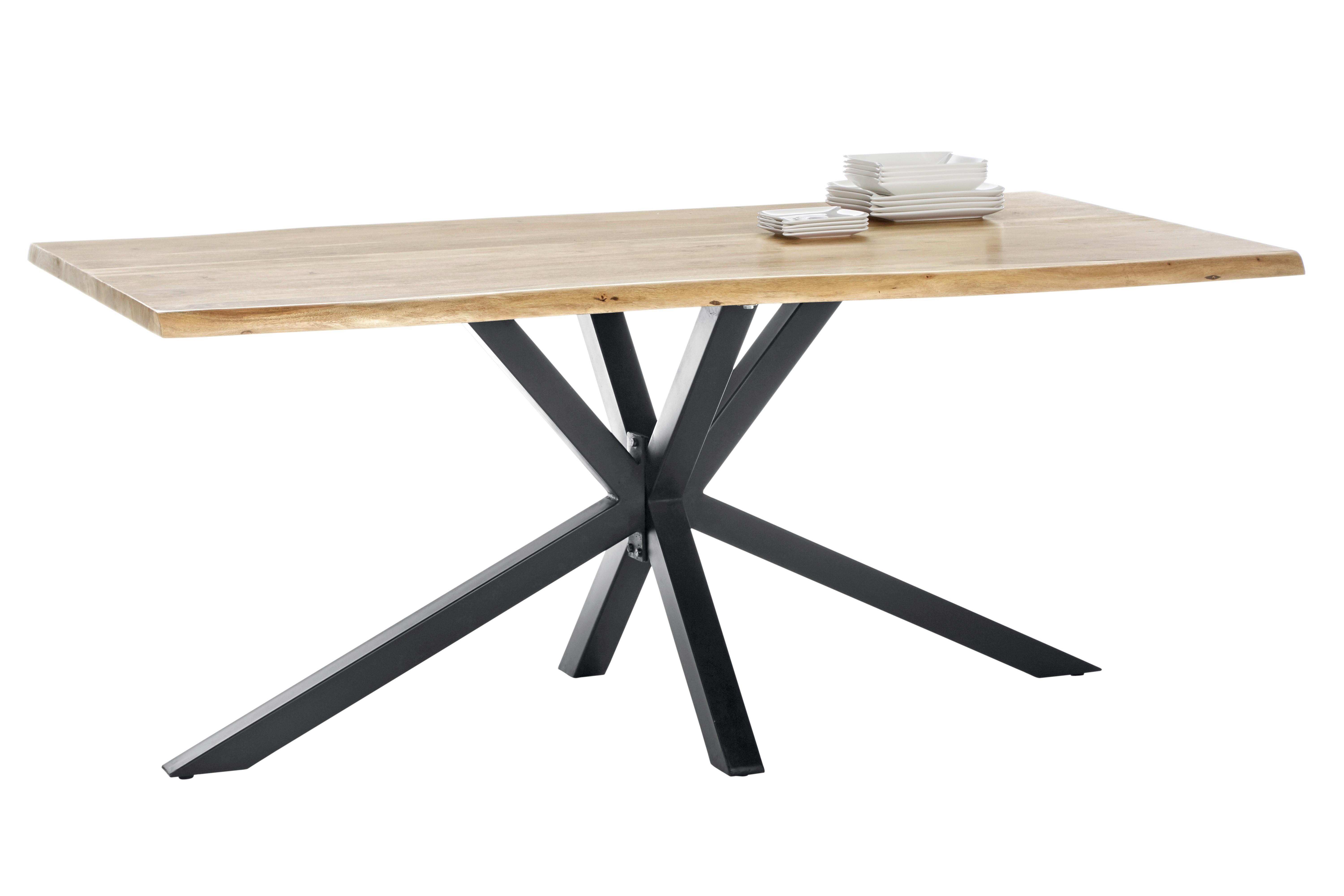 ESSTISCH Schwarz/Naturfarben L: 220cm - Schwarz/Naturfarben, MODERN, Holz/Metall (220/100/80cm) - MID.YOU