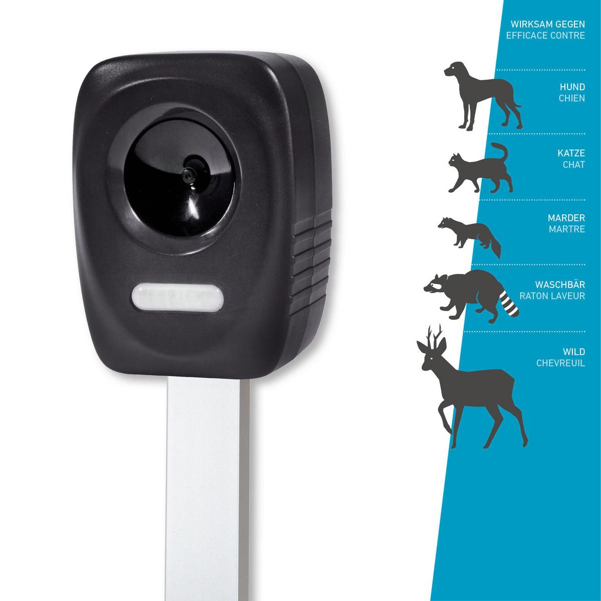 Ultraschall-Tiervertreiber Abwehrgerät Batterie Outdoor - Schwarz, Basics, Kunststoff (5,3/8/11,5cm)