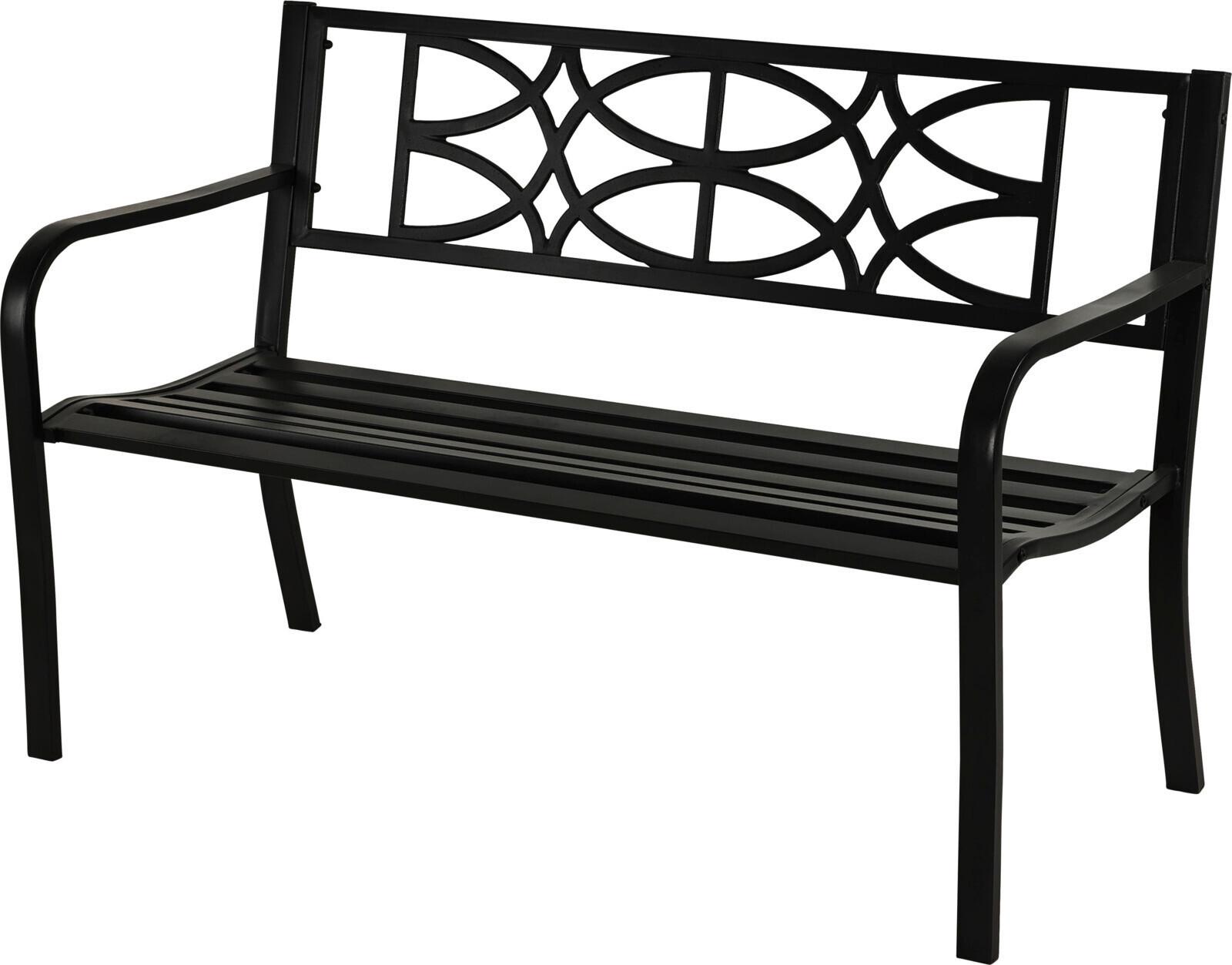 Gartenbank Metall Rosa 2-Sitzer - Schwarz, Basics, Metall (127,00/60,00/80,00cm)