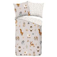Jugendbettwäsche Woody Grau Greige 135x200 cm - Greige/Grau, Design, Textil (135/200cm)