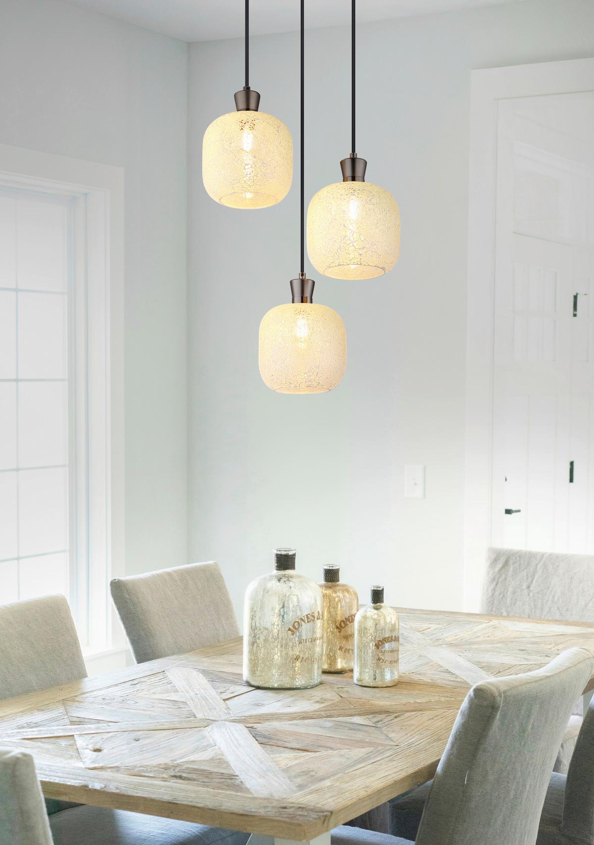 Hängeleuchte Exkl. 3xe14, 40w - Klar/Schwarzchrom, Design, Glas/Kunststoff (30/120cm) - Globo