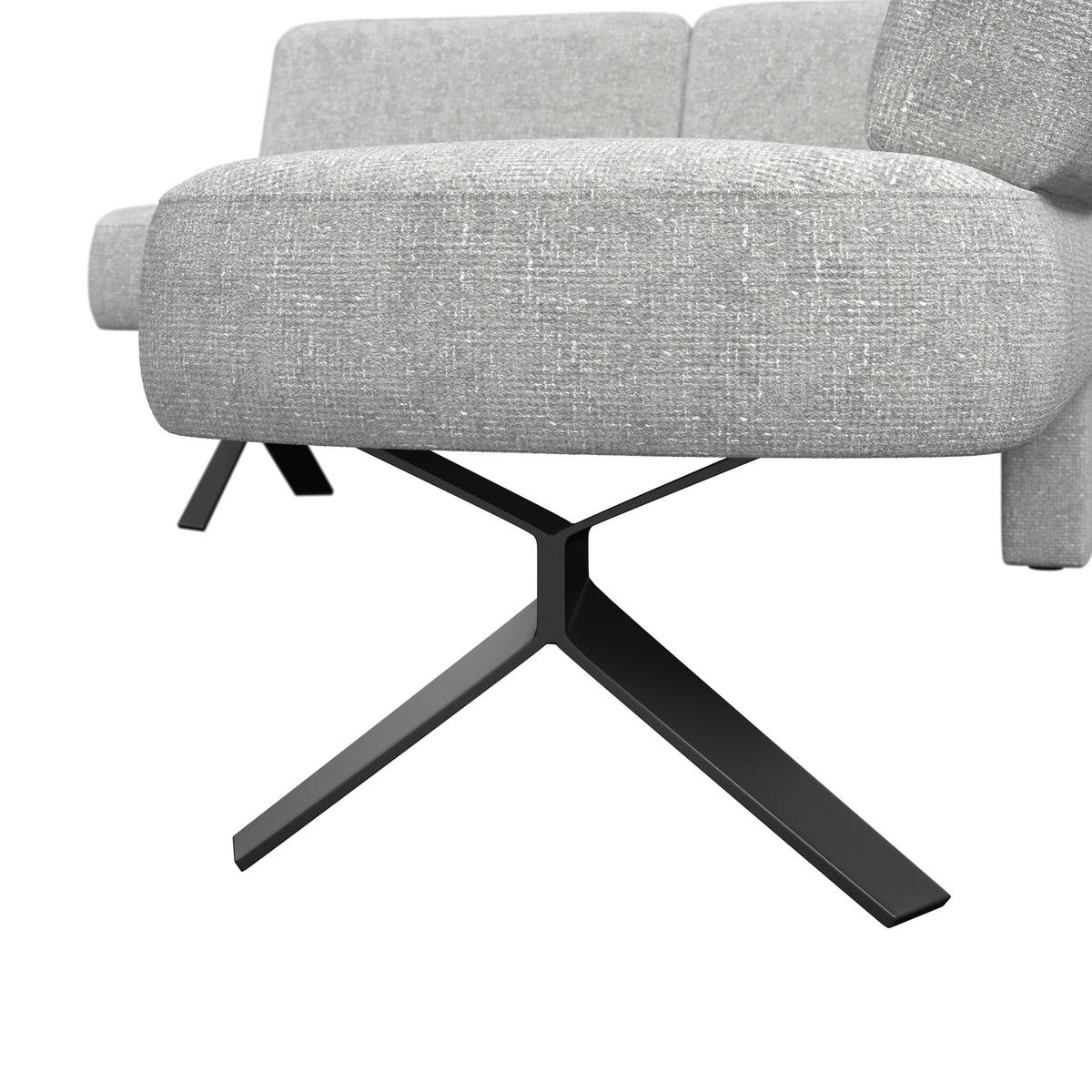 Eckbank hellgrau/Metallbeine Ulmo,S: 176x248cm - Hellgrau/Schwarz, MODERN, Textil/Metall (176/248cm)