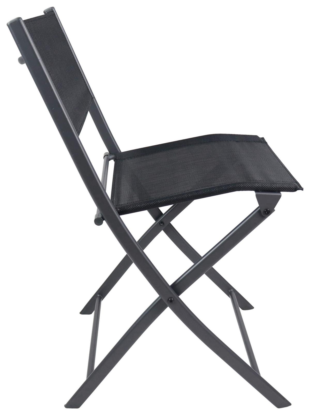 Gartenstuhl-set Klappbar Sumila Metall, Textil - Schwarz, MODERN, Textil/Metall (45/79/46cm) - Ambia Garden