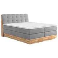 Boxspringbett Boxspring Bed Melissa - Hellgrau/Schwarz, Natur, Textil (200/200cm)
