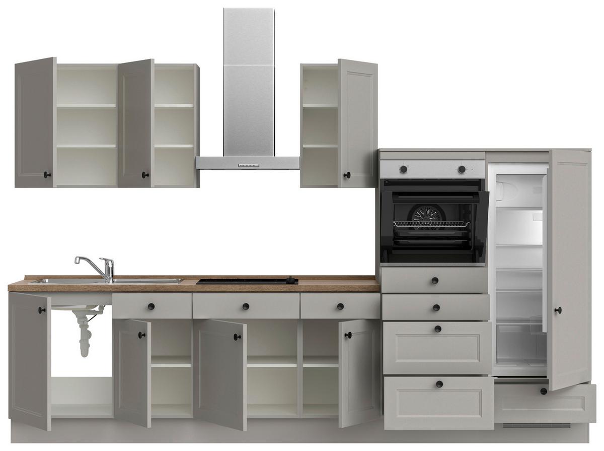 Kuchyňská linka 330 cm, kamenná sivá - šedá/černá, Moderní, kov/kompozitní dřevo (330cm) - Nobilia
