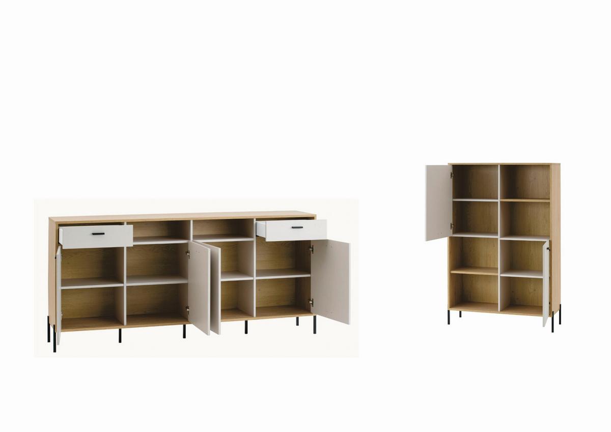 Wohnwand Fredericia Kaschmir/Eichefarben - Kaschmir/Eichefarben, Design, Holzwerkstoff - MID.YOU