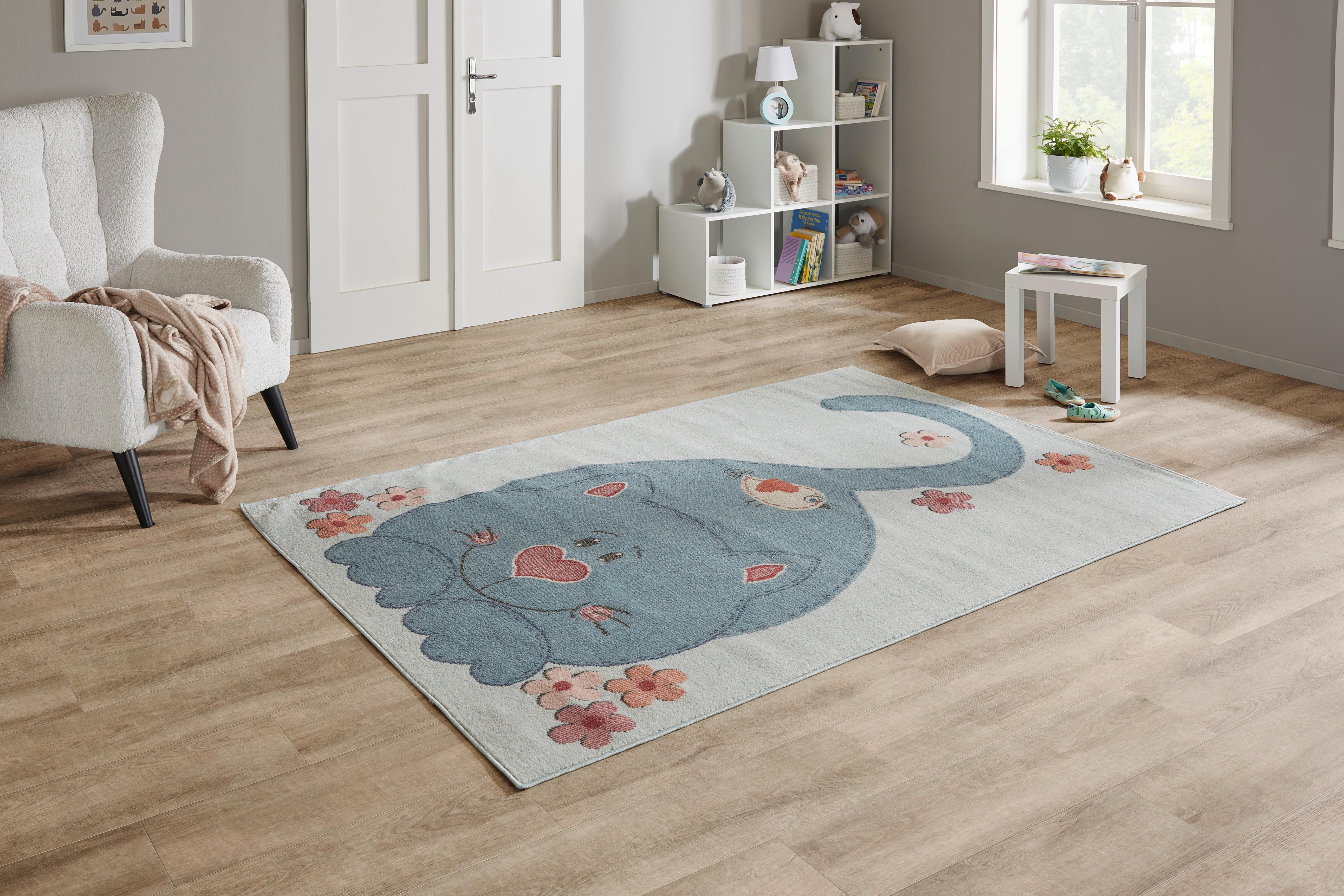 Kinderteppich Katze Blau Lizzy 100x150 cm - Pastellblau, Basics, Textil (100/150cm) - Luca Bessoni