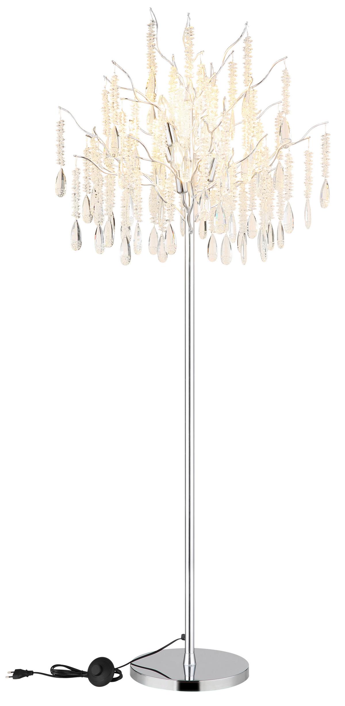 Stehleuchte Exkl. 5xe14, 40w - Klar/Silberfarben, KONVENTIONELL, Glas/Kunststoff (55/165cm) - Globo