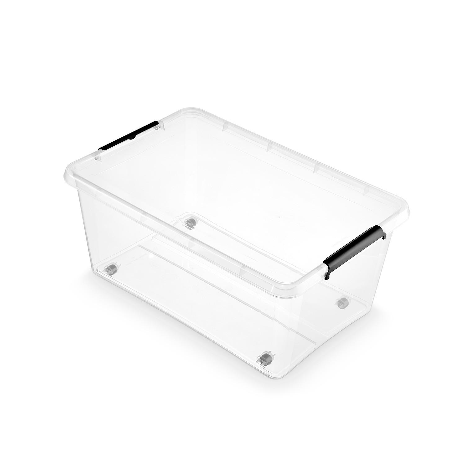 Aufbewahrungsbox mit Deckel Mila 40l, 58x39x26 cm - Transparent/Schwarz, Basics, Kunststoff (58/39/26cm) - Homezone